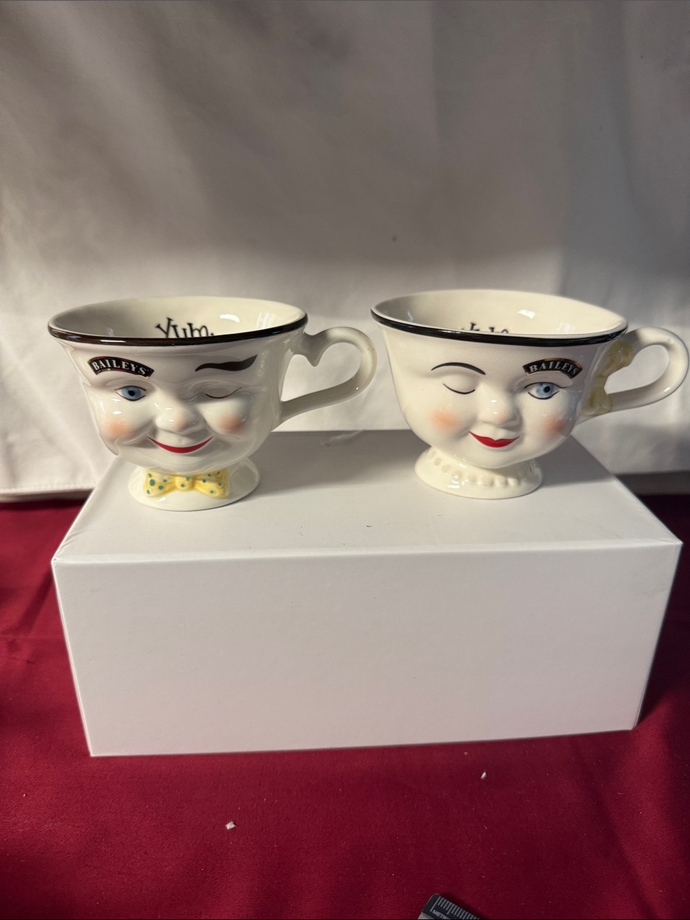 Bailey Ceramic Winking Face Teacup - Cream/Black set/2